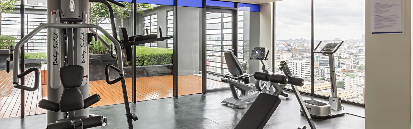 24-hour Fitness Center at Rooftop level with Bangkok city view