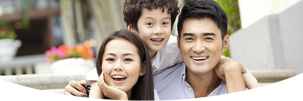 Family walking into hotel