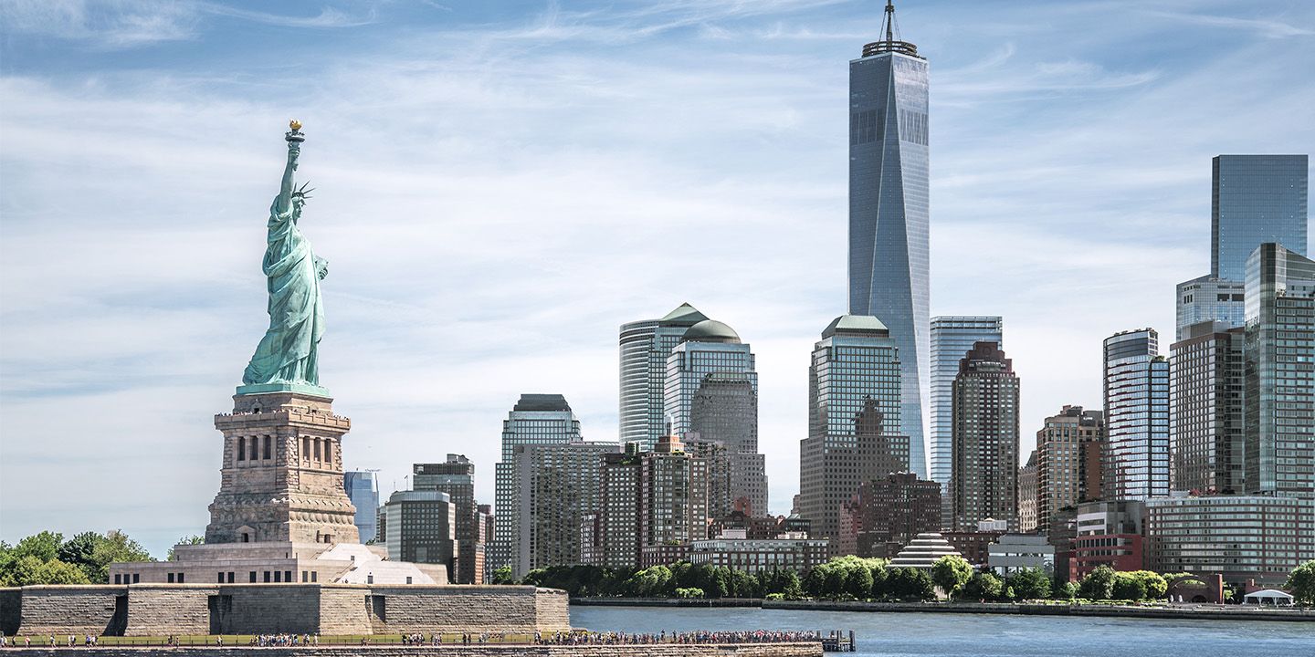 View of Statue of Liberty  and NYC Skyline