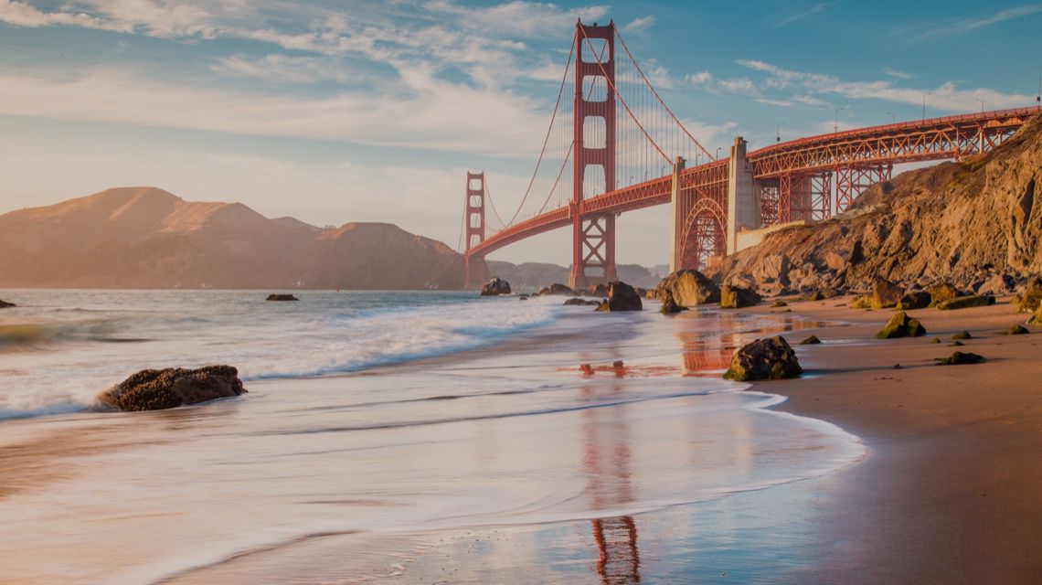 View of the Golden Gate Bridge from the shoreline