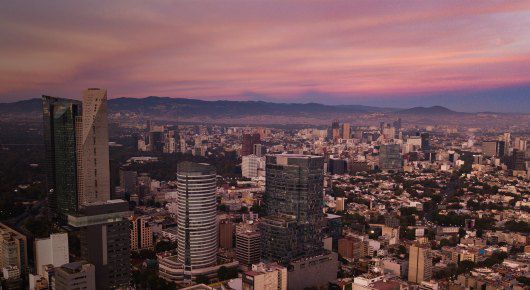 Over looking Mexico City and sunset 